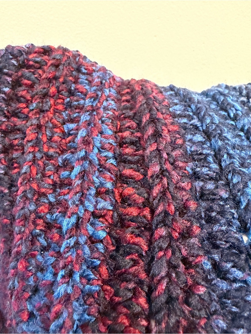 Handmade Crochet Cat Ear Beanie Blue Red Black Alt Grunge Winter Hat - Picture 3 of 5